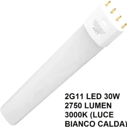 Lampadine Led-Top Light Lampada tubo led 2g11 30w 2650lm 3000k luce bianco calda