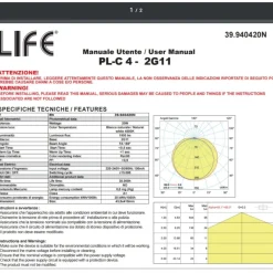 Lampadine Led-Top Light Lampada tubo led 2g11 20w 1900 lumen 4000k luce naturale