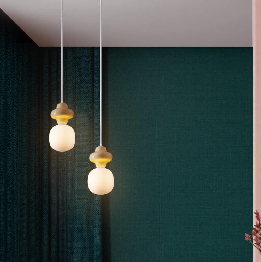 Lampade A Sospensione-Selezionato da Mazzolaluce Lampade a sospensione design di ceramica giallo pastello