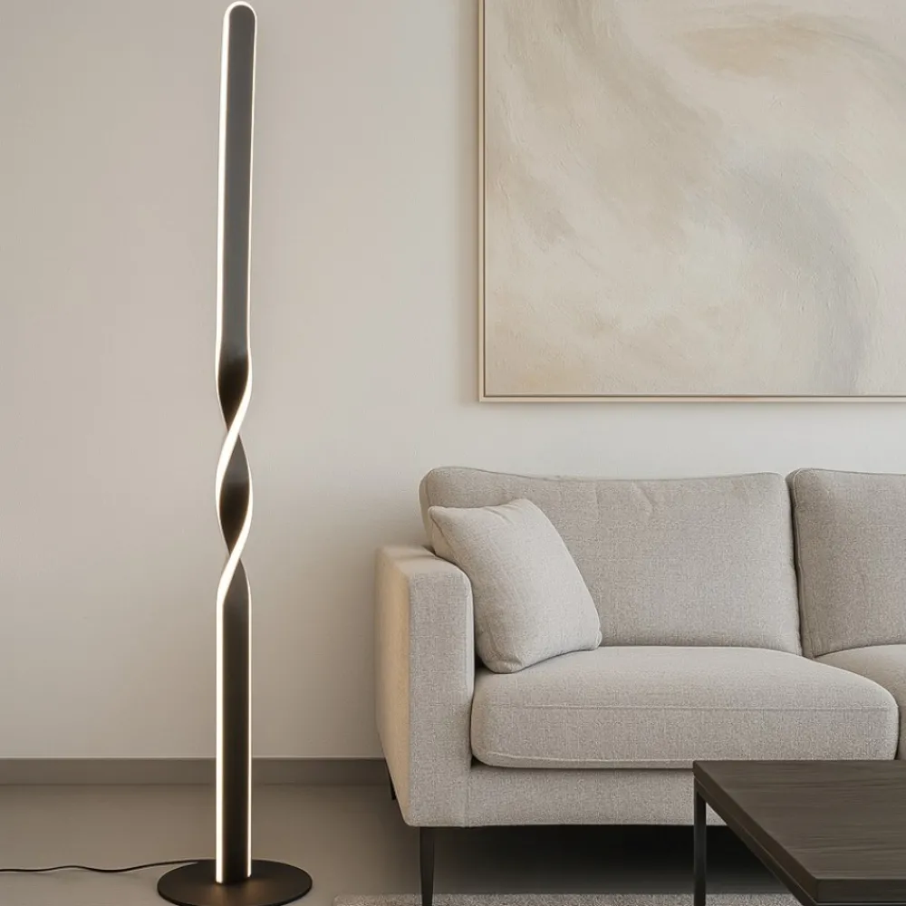 Lampade Da Terra-Selezionato da Mazzolaluce Lampade da terra moderna nera led 19w 3000k per soggiorno