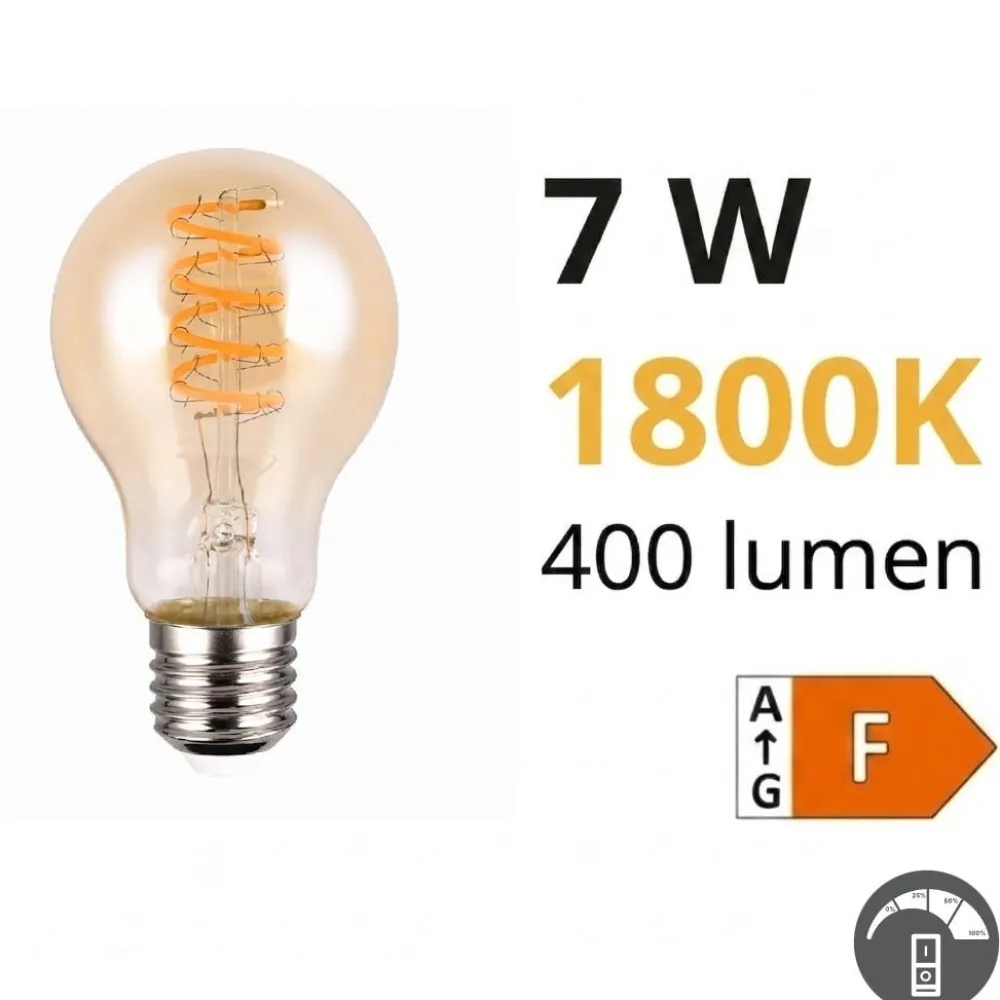 Lampadine Led-Selezionato da Mazzolaluce Lampadina e27 filamento ambrata led 7w 1800k 400 lumen dimmerabile