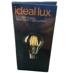 Lampadine Led-Ideal Lux Lampadina e27 led 8w 4000k 980lm filamento goccia trasparente