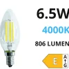 Lampadine Led-Life Electronics Lampadina e14 led 6,5w 4000k 806lm life candela vetro trasparente