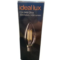 Lampadine Led-Ideal Lux Lampadina e14 led 4w 3000k 470lm oliva trasparente filamento