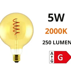 Lampadine Led-Life Electronics Lampadina globo e27 led 5w 2000k 250lm vetro ambra vintage
