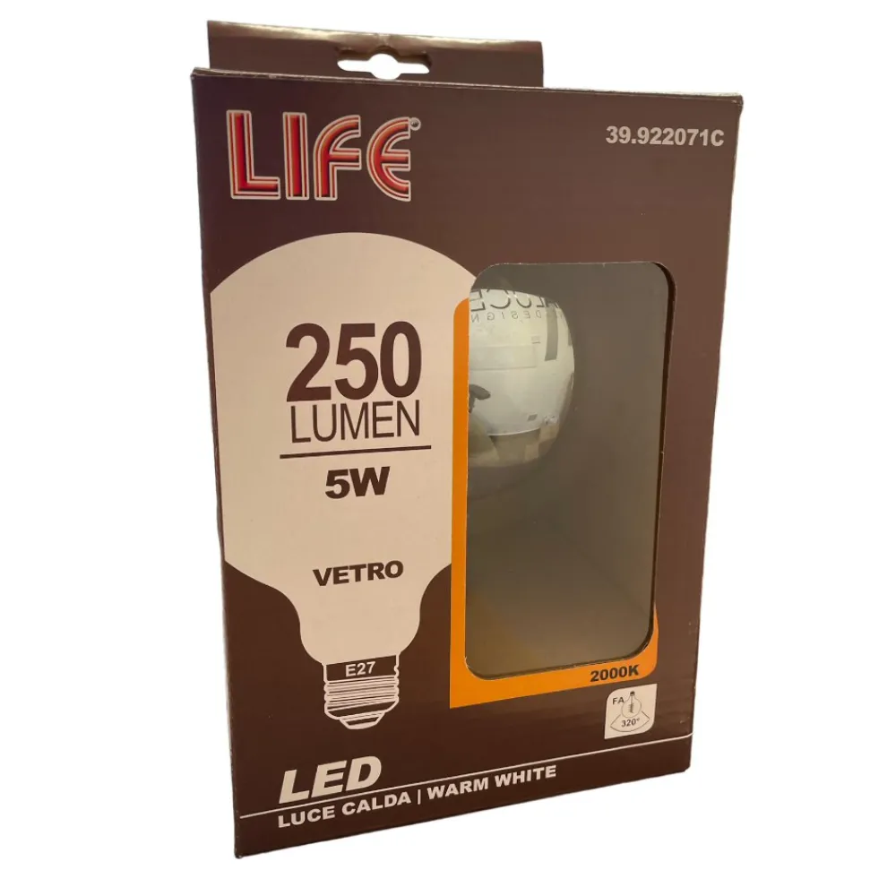 Lampadine Led-Life Electronics Lampadina globo e27 led 5w 2000k 250lm vetro ambra vintage