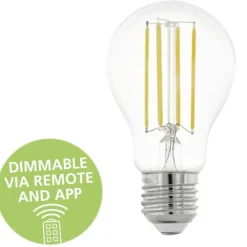 Lampadine Led-Eglo Lampadina led e27 6w 4000k dimmerabile goccia trasparente bluetooth fp