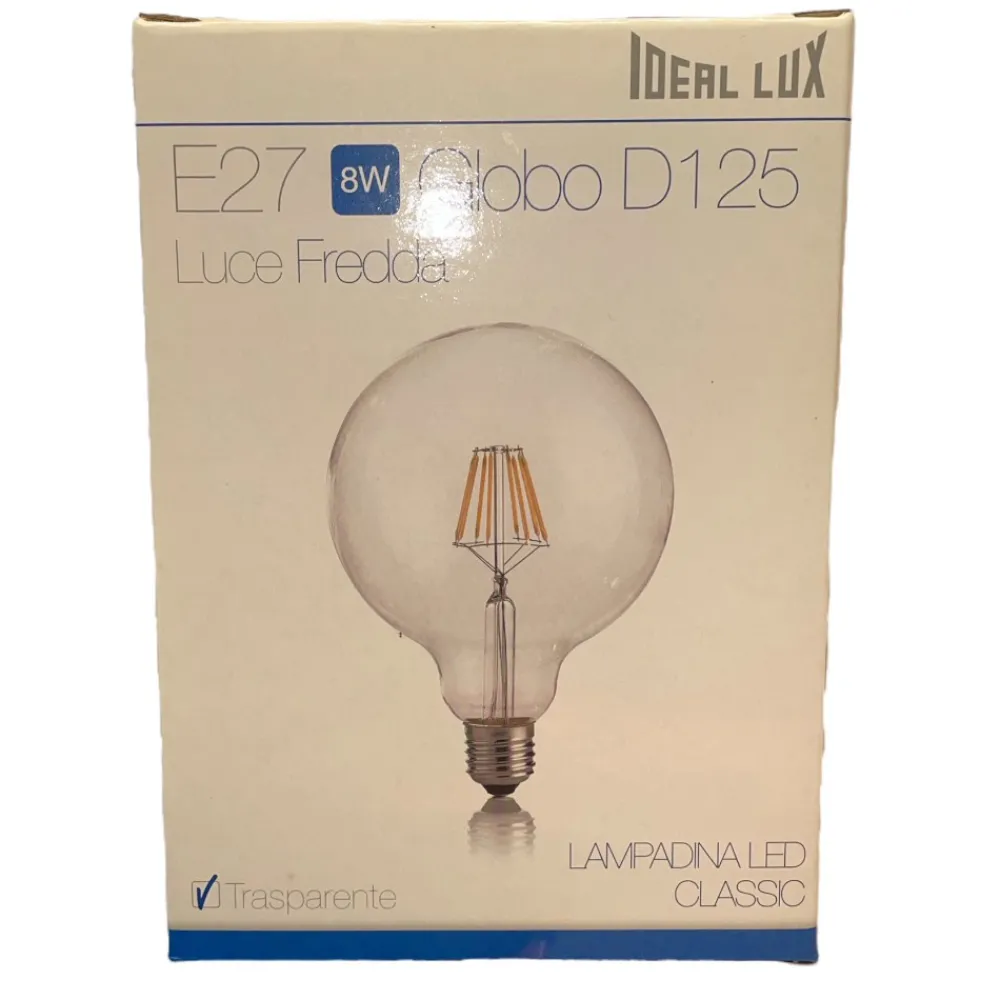Lampadine Led-Ideal Lux Lampadina led e27 8w 4000k 1120lm globo trasparente