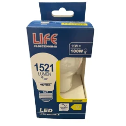 Lampadine Led-Life Electronics Lampadina led e27 11w 4000k 1521lm life milky vetro goccia