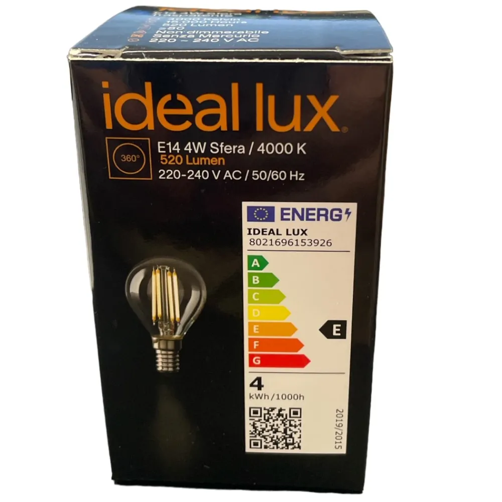 Lampadine Led-Ideal Lux Lampadina led e14 4w 4000k 450lm minisfera vetro trasparente