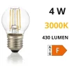 Lampadine Led-Ideal Lux Lampadina led e27 4w 3000k 430lm sfera trasparente filamento