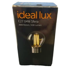 Lampadine Led-Ideal Lux Lampadina led e27 4w 3000k 430lm sfera trasparente filamento