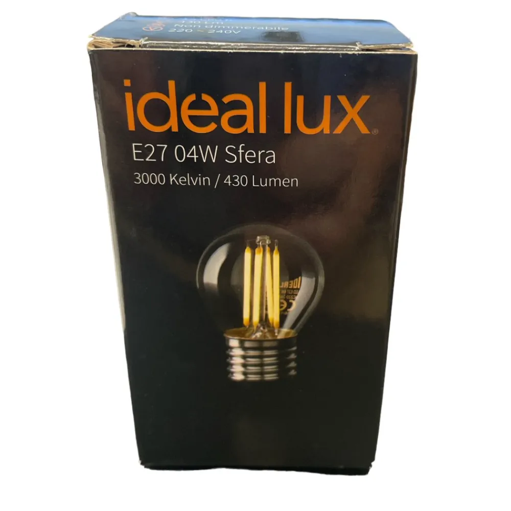 Lampadine Led-Ideal Lux Lampadina led e27 4w 3000k 430lm sfera trasparente filamento