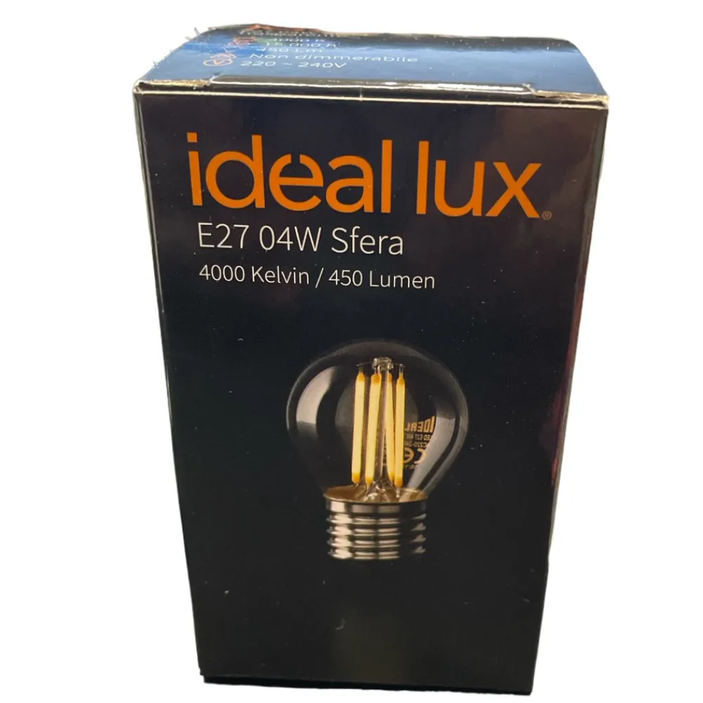 Lampadine Led-Ideal Lux Lampadina led e27 4w 4000k 490lm sfera trasparente vetro