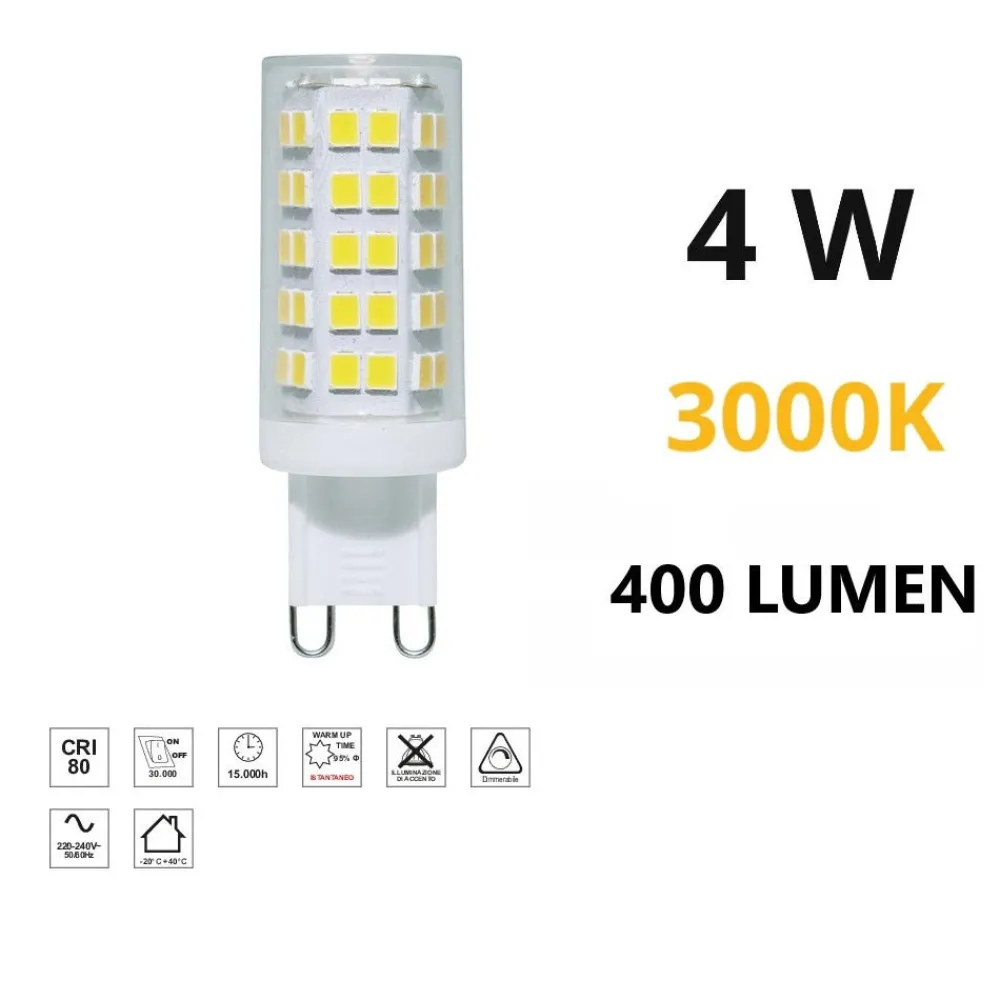 Lampadine Led-Life Electronics Lampadina led g9 dimmerabile 4w 3000k ottica 300 life