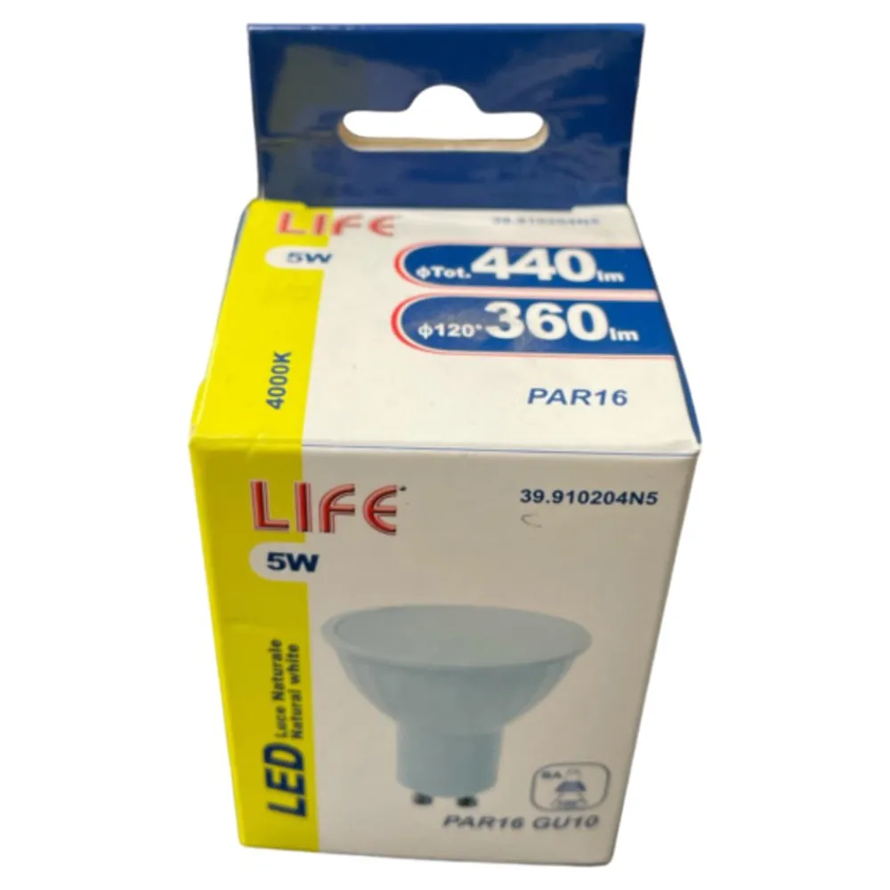 Lampadine Led-Life Electronics Lampadina led gu10 5w 4000k 440lm ottica 100 life