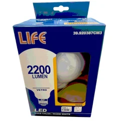 Lampadine Led-Life Electronics Lampadina life globo milky e27 16w 3000k 2200lm vetro bianco
