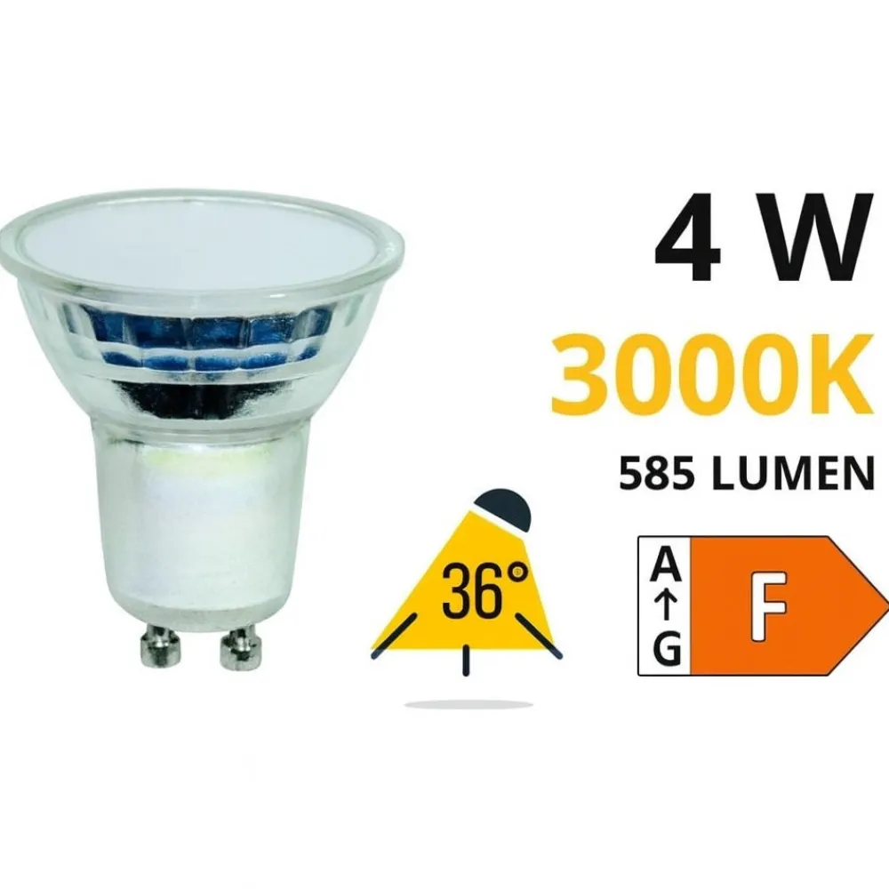 Lampadine Led-Life Electronics Lampadina life led gu10 4w 3000k 585 lumen ottica 36