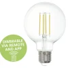 Lampadine Led-Eglo Lampadina trasparente globo e27 led 6w 2700k dimmerabile bluetooth