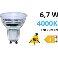 Lampadine Led-Life Electronics Lampadina vetro gu10 led 4000k 6,7w 670lm ottica 60 life