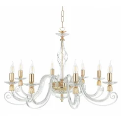 Lampadari Moderni-Ondaluce Lampadrio vetro classico 1306 per salotto 8 luci ottone