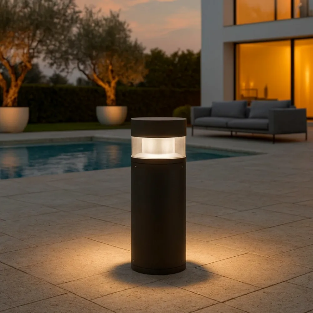 Lampioni Da Giardino-Selezionato da Mazzolaluce Lampioncino cilindrico moderno led 12w 3000k da giardino ip54
