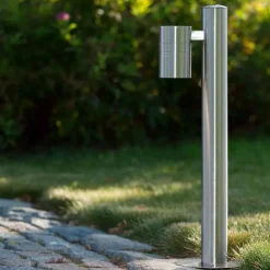 Lampioni Da Giardino-Selezionato da Mazzolaluce Lampioncino cromo satinato da giardino moderno