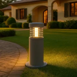 Lampioni Da Giardino-Selezionato da Mazzolaluce Lampioncino da esterno giardino cilindro grigio moderno