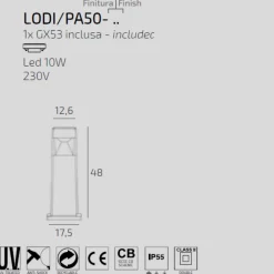 Lampioni Da Giardino-Top Light Lampioncino da esterno lodi nero anti corrosione ip55