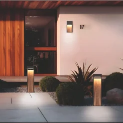 Lampioni Da Giardino-Selezionato da Mazzolaluce Lampioncino da giardino anti corrosione antracite effetto legno led 3000k