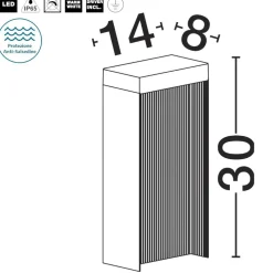 Lampioni Da Giardino-Selezionato da Mazzolaluce Lampioncino da giardino moderno led 8w 3000k ip65 rettangolare