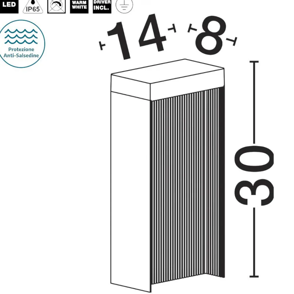 Lampioni Da Giardino-Selezionato da Mazzolaluce Lampioncino da giardino moderno led 8w 3000k ip65 rettangolare
