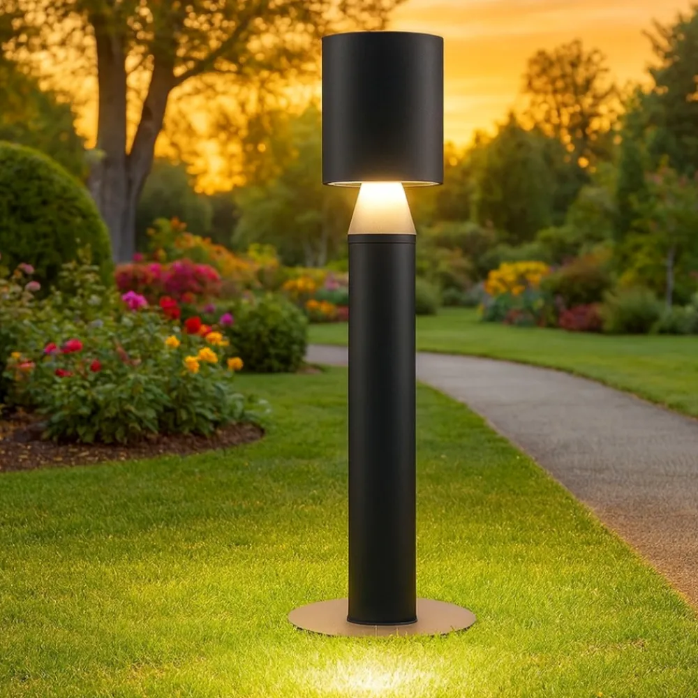 Lampioni Da Giardino-Selezionato da Mazzolaluce Lampioncino da giardino nero led 6w 3000k moderno tubolare