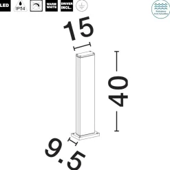 Lampioni Da Giardino-Selezionato da Mazzolaluce Lampioncino da giardino rettangolare led 9w 3000k design moderno