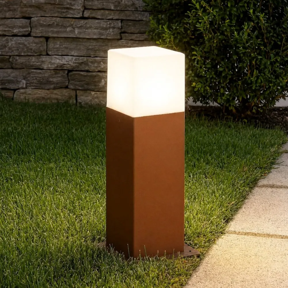 Lampioni Da Giardino-Gea Luce Lampioncino giardino corten marrone moderno