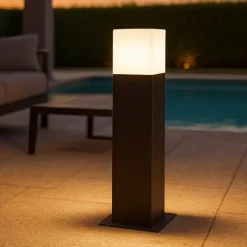 Lampioni Da Giardino-Selezionato da Mazzolaluce Lampioncino moderno da giardino antracite quadrato