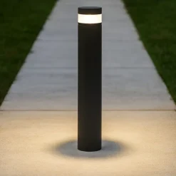 Lampioni Da Giardino-Selezionato da Mazzolaluce Lampioncino moderno da giardino led 12w 3000k nero cilindrico
