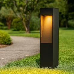 Lampioni Da Giardino-Selezionato da Mazzolaluce Lampioncino moderno nero da giardino led 7w 3000k