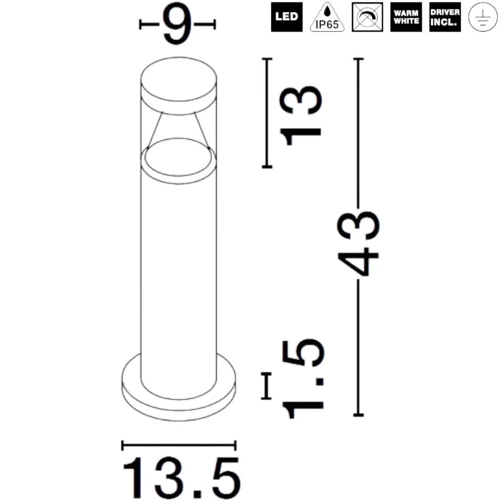 Lampioni Da Giardino-Selezionato da Mazzolaluce Lampioncino moderno tubolare led 8w 3000k da giardino