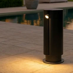 Lampioni Da Giardino-Selezionato da Mazzolaluce Lampioncino nero da giardino led 3w 3000k moderno cilindrico ip65