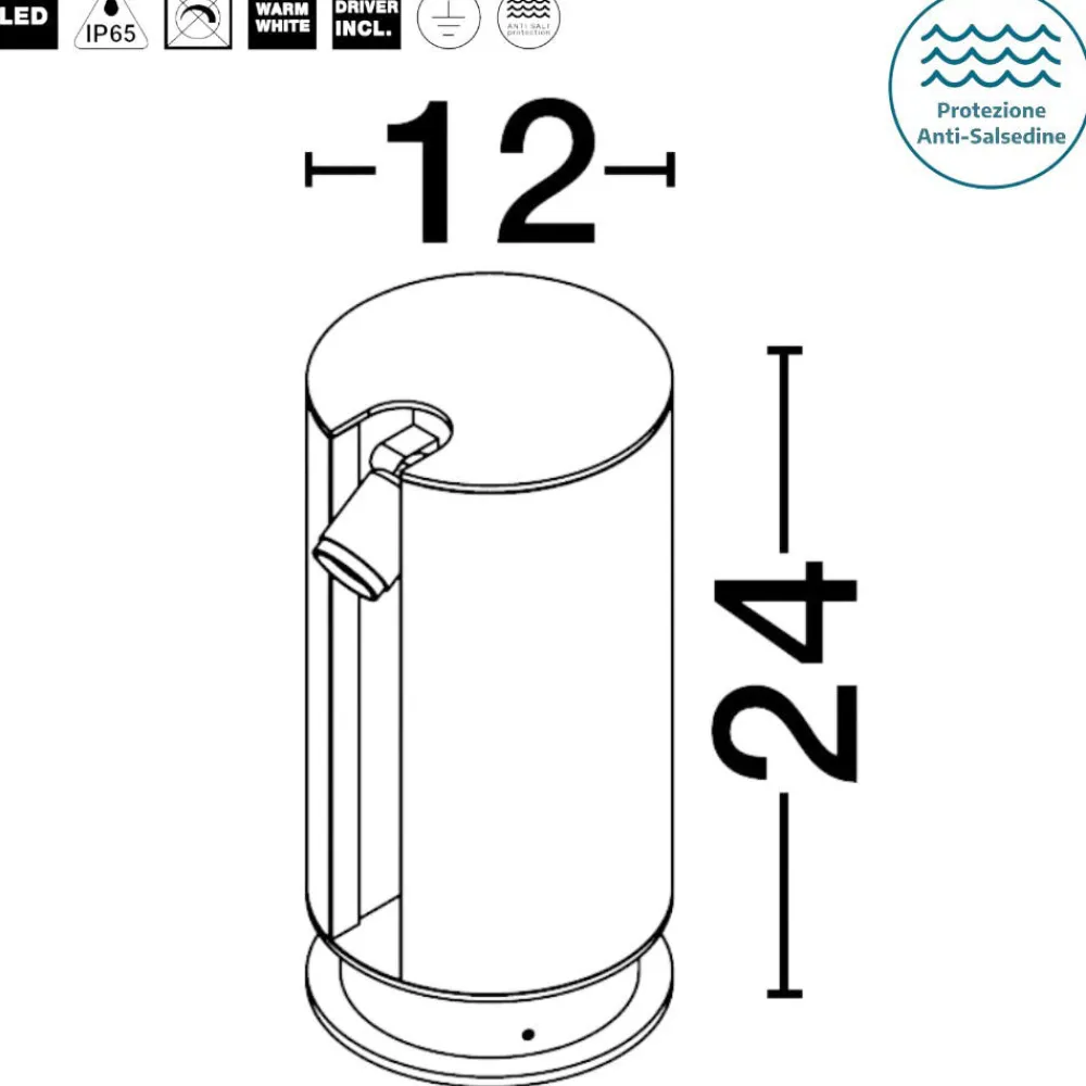 Lampioni Da Giardino-Selezionato da Mazzolaluce Lampioncino nero da giardino led 3w 3000k moderno cilindrico ip65