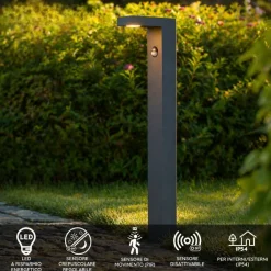 Lampioni Da Giardino-Selezionato da Mazzolaluce Lampioncino paletto da giardino con sensore di movimento crepuscolare