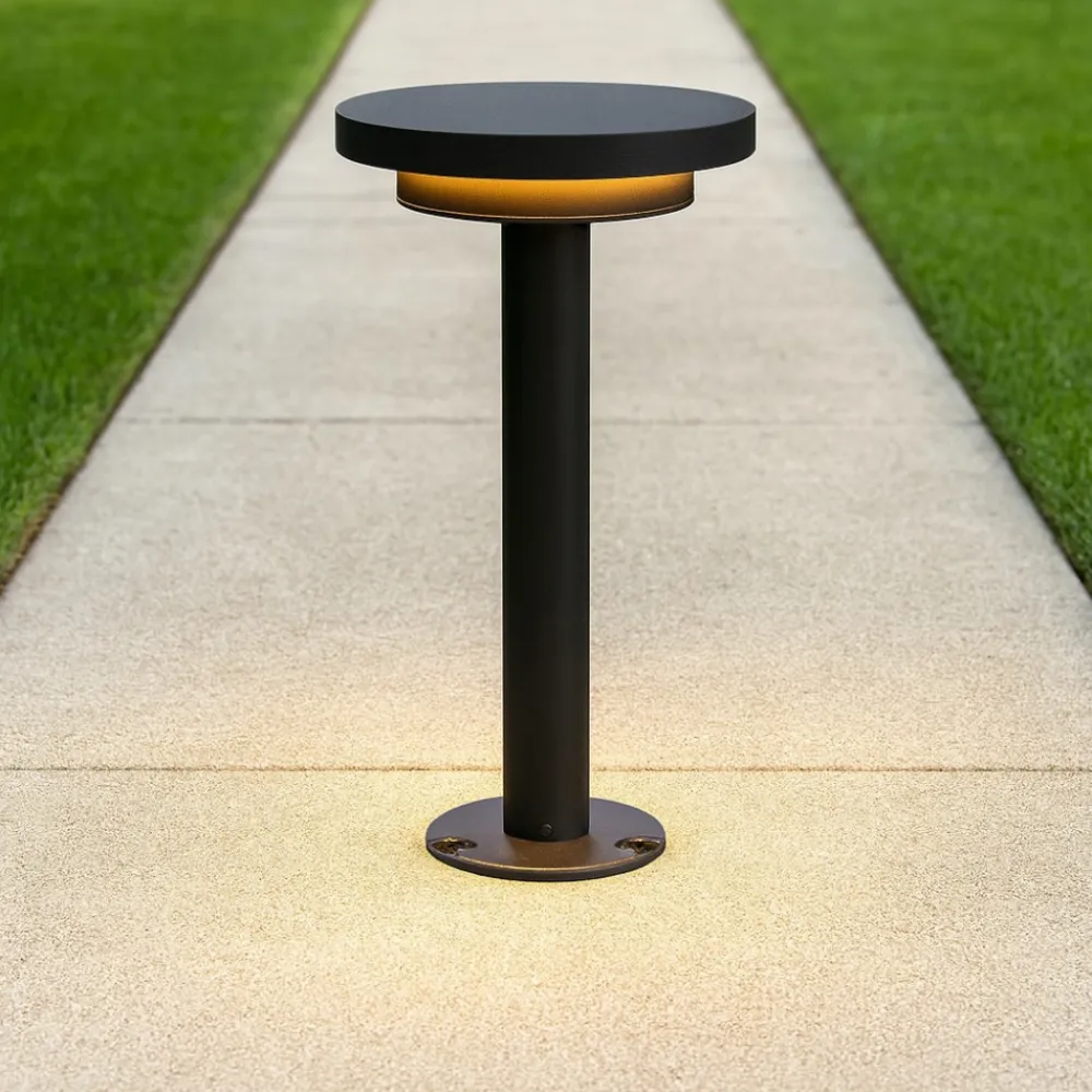 Lampioni Da Giardino-Selezionato da Mazzolaluce Lampioncino per esterni nero disco led 12w 3000k