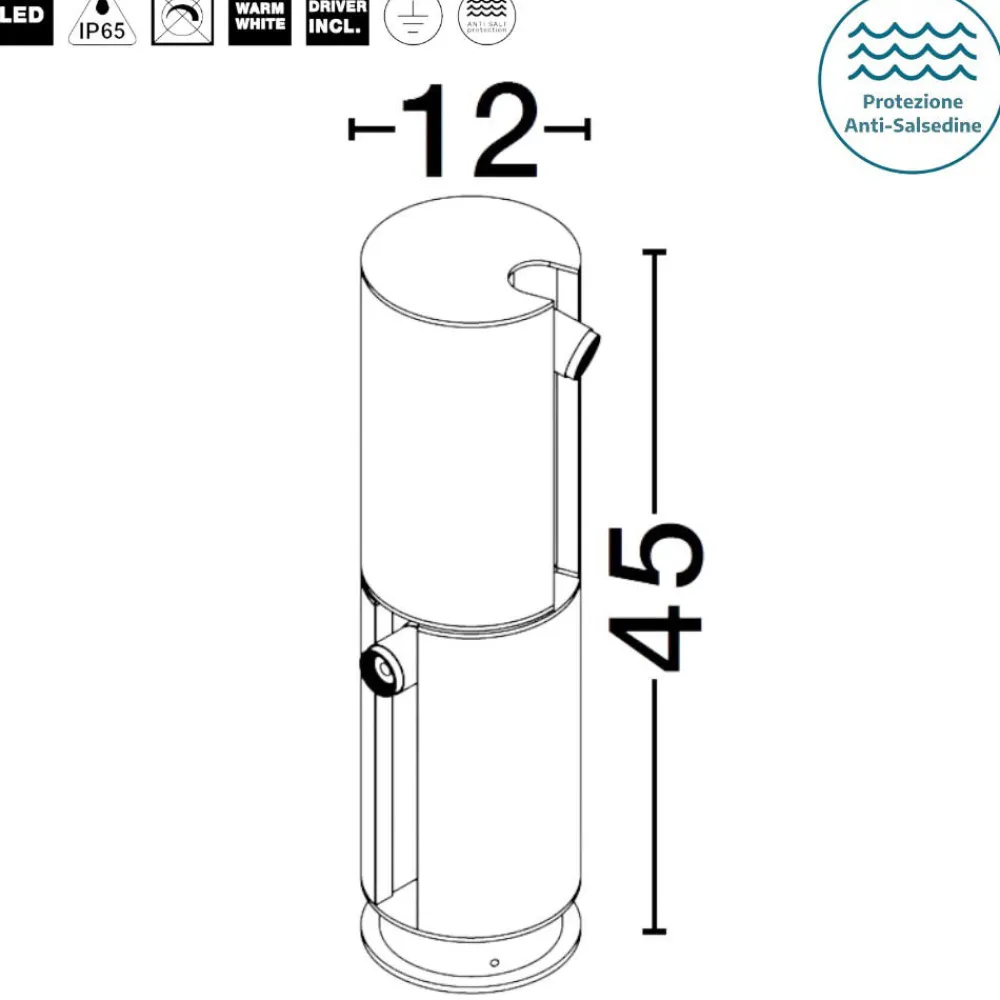 Lampioni Da Giardino-Selezionato da Mazzolaluce Lampioncino per giardini moderni led 5w 3000k cilindrico ip65