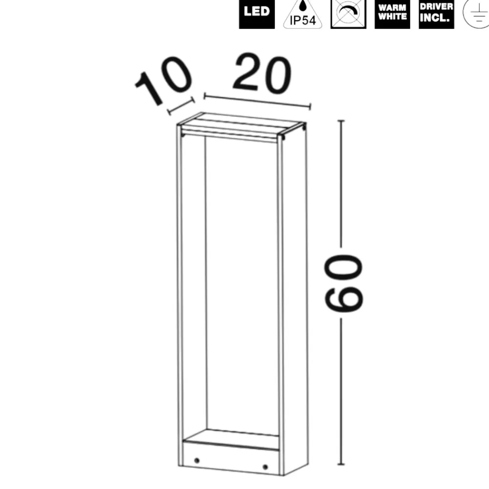 Lampioni Da Giardino-Selezionato da Mazzolaluce Lampioncino rettangolare moderno led 5w 3000k da giardino