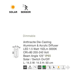 Lampioni Da Giardino-Selezionato da Mazzolaluce Lampioncino solare portatile da giardino led 3000k moderno