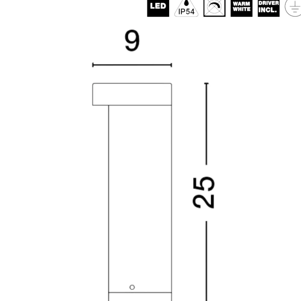 Lampioni Da Giardino-Selezionato da Mazzolaluce Lampioncino tubolare moderno led 9w 3000k da giardino