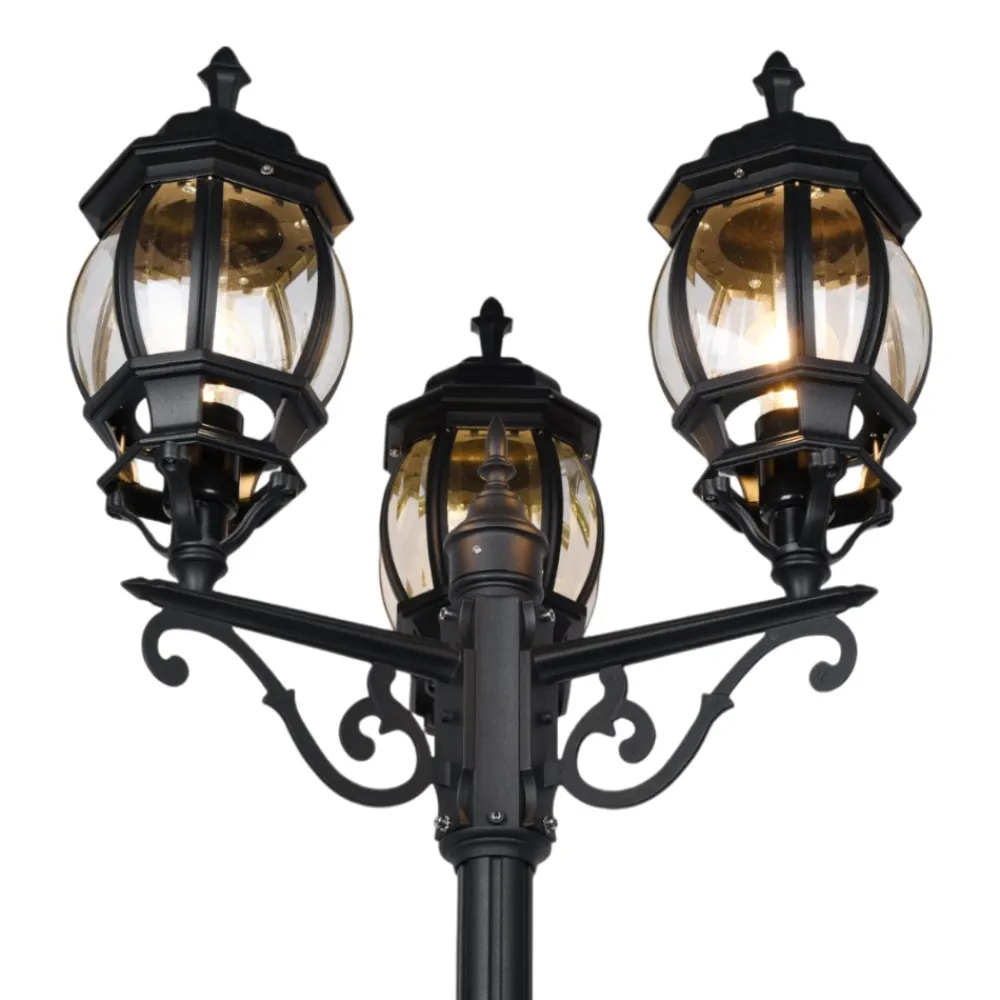 Lampioni Da Giardino-Selezionato da Mazzolaluce Lampione alto classico da giardino 3 luci lanterne nero