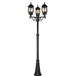 Lampioni Da Giardino-Selezionato da Mazzolaluce Lampione alto classico da giardino 3 luci lanterne nero