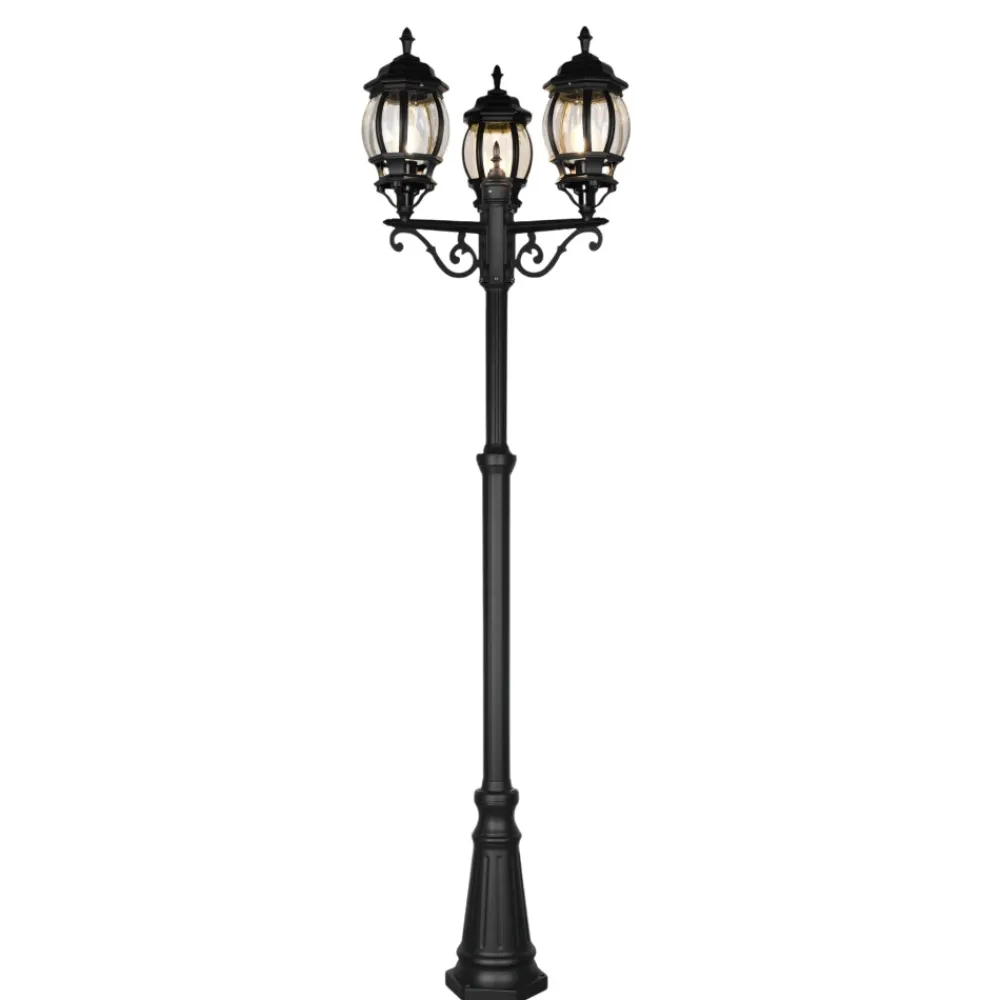 Lampioni Da Giardino-Selezionato da Mazzolaluce Lampione alto classico da giardino 3 luci lanterne nero